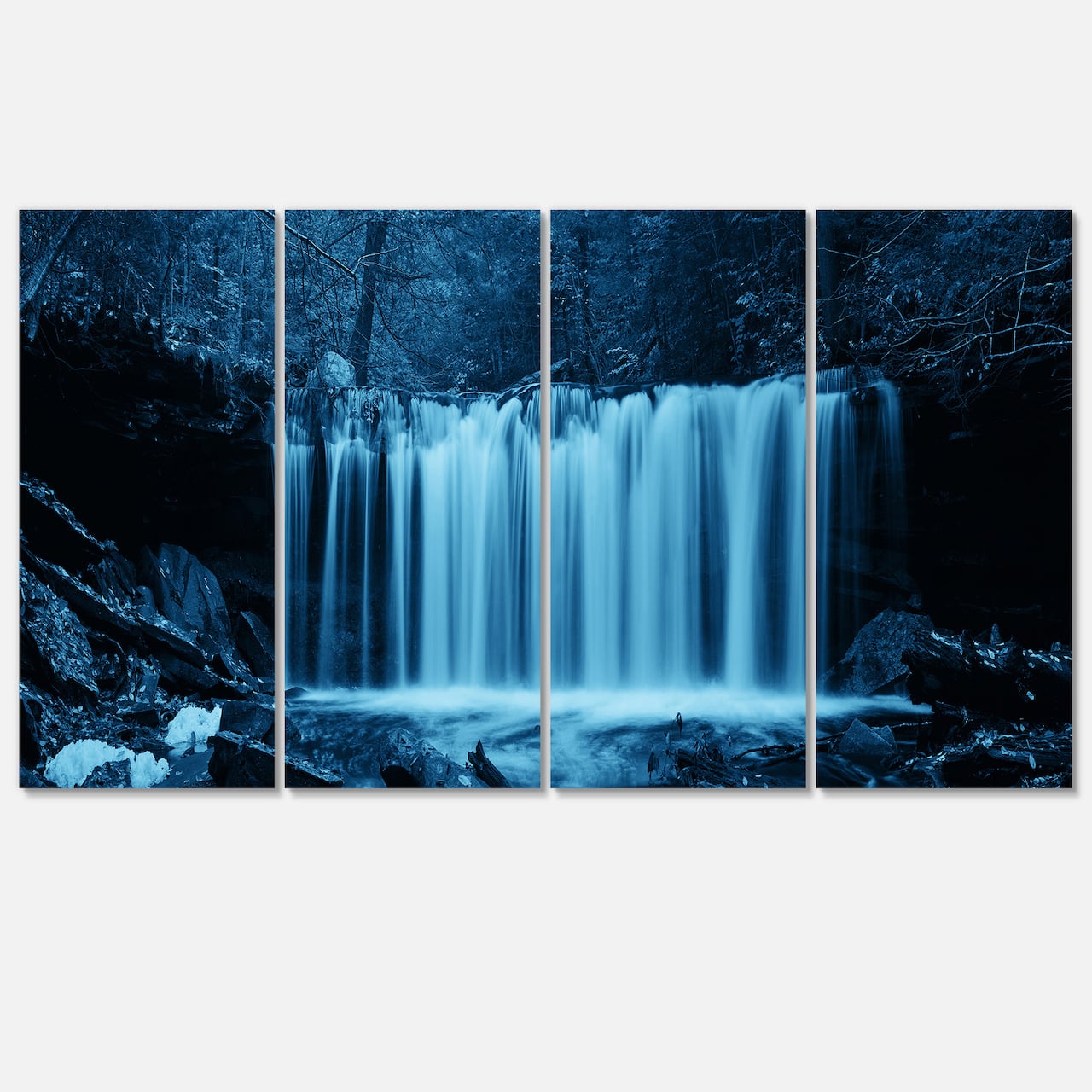 Designart - Waterfalls in Wood Black and White - Landscape Canvas Art Print
